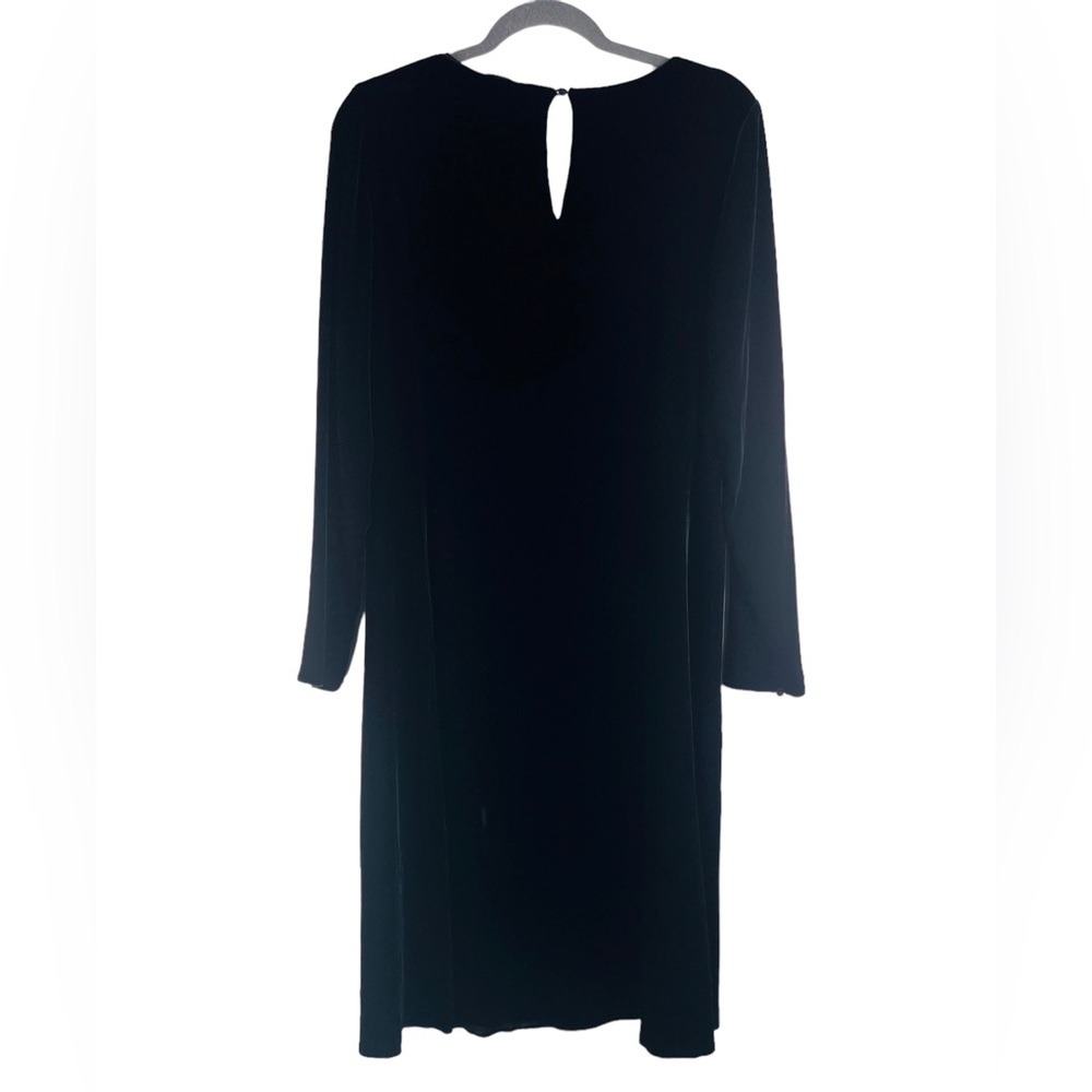 Eileen Fisher Black Velvet Long Sleeve Dress Rayon Silk Blend Size M - Picture 2 of 7